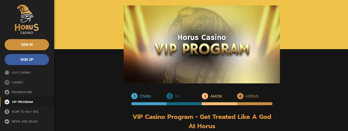 Horus casino vip program